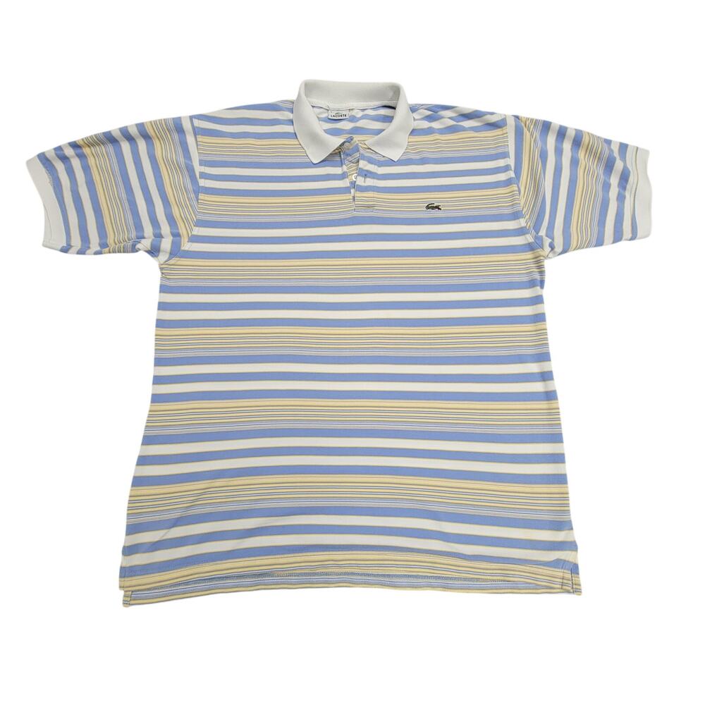 Vintage Lacoste Polo Shirt Mens Size 11 4XL Big Tall Striped Blue Yellow Y2K